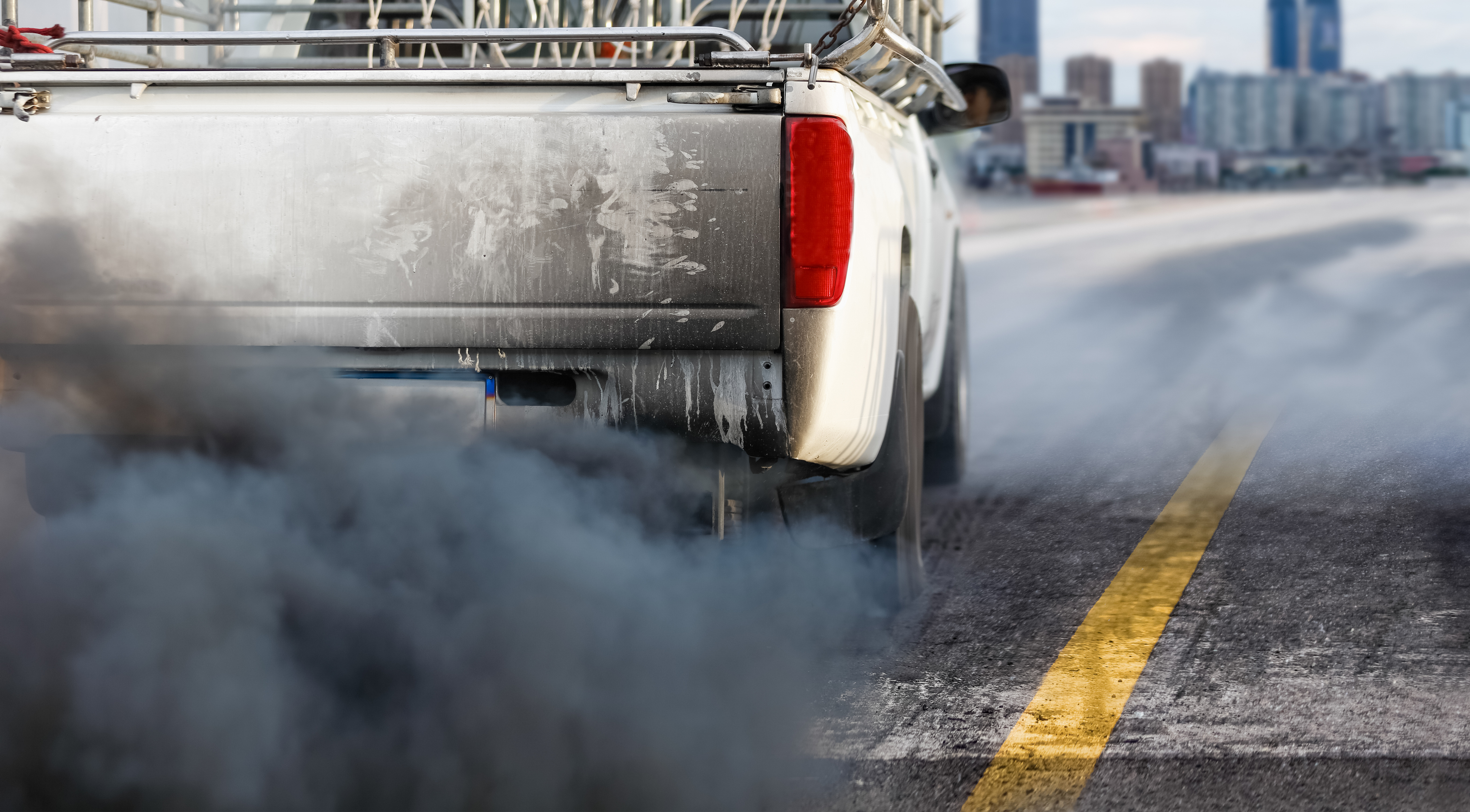 Car from back, with smoke.
