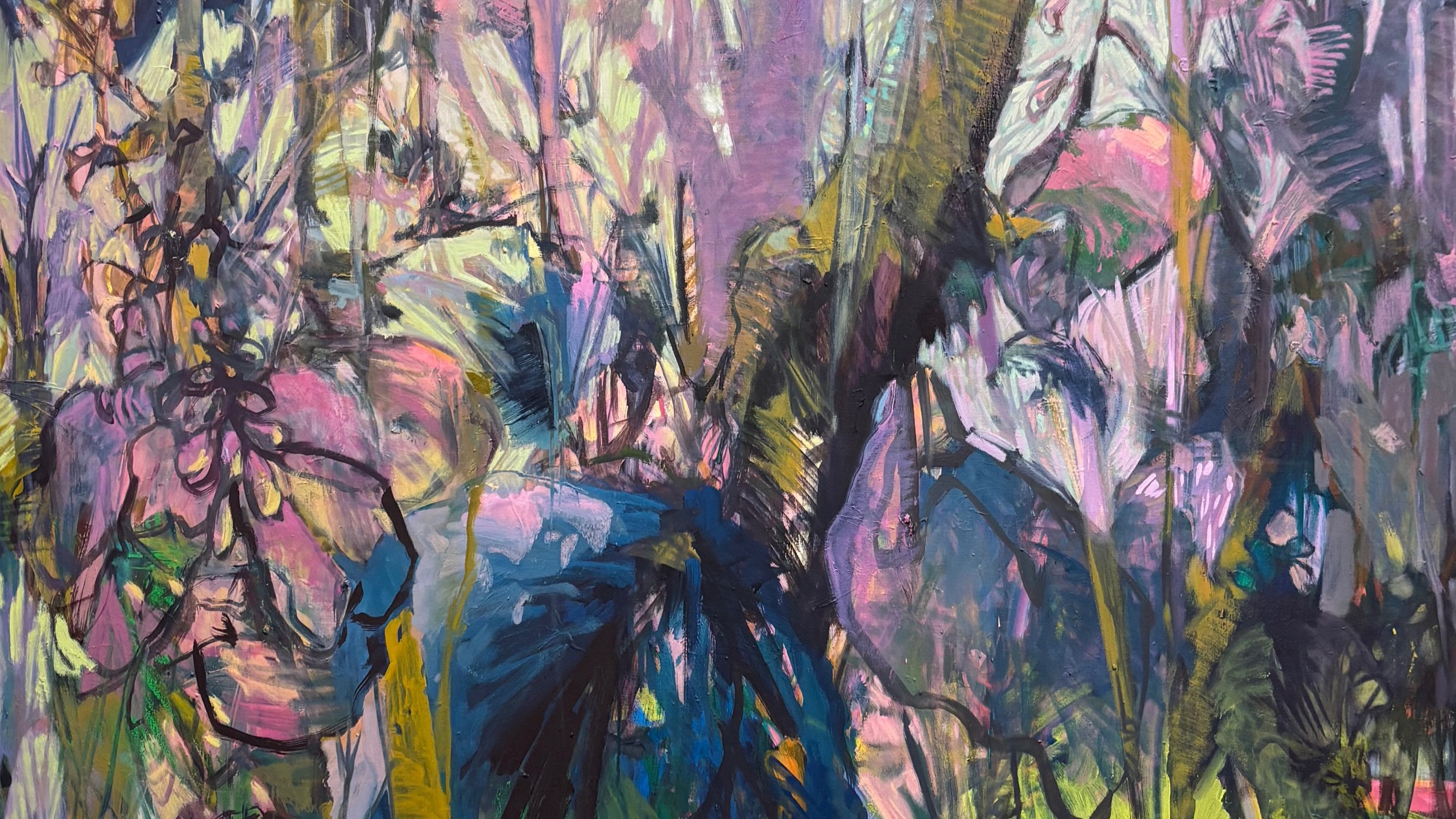 Close-up of a painting by Kim Curtis.